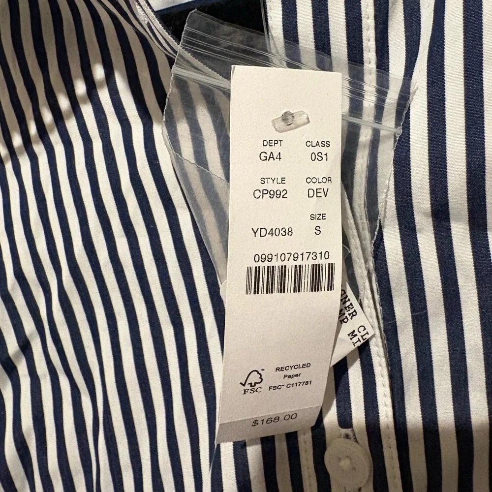 J. Crew Amelia long-sleeve shirt-dress in striped cotton poplin Small NWT